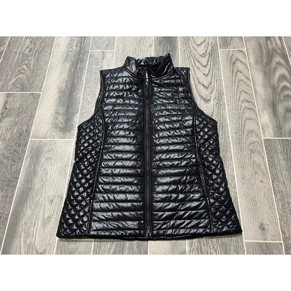 Vineyard Vines Womens Lightweight Full Zip Puffer Vest Black Size Small